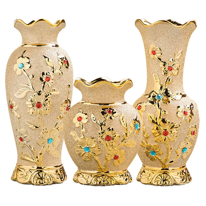 Splendas Gold Ceramic Vase European Style Luxury Home Decor | Electroplated Finish