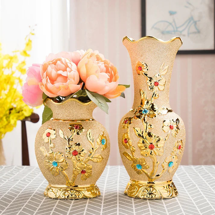 Splendas Gold Ceramic Vase European Style Luxury Home Decor | Electroplated Finish