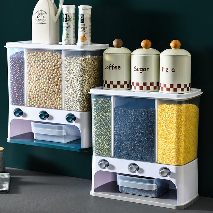 Food Storage Box – Wall-Mounted Grain Dispenser | Clear Plastic Kitchen Container