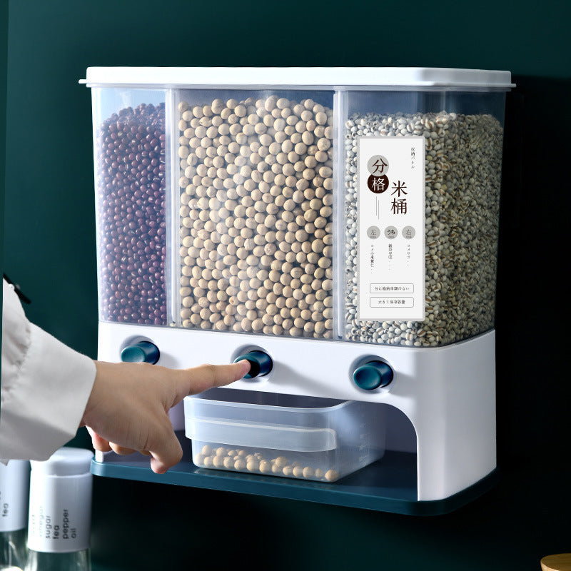 Food Storage Box – Wall-Mounted Grain Dispenser | Clear Plastic Kitchen Container