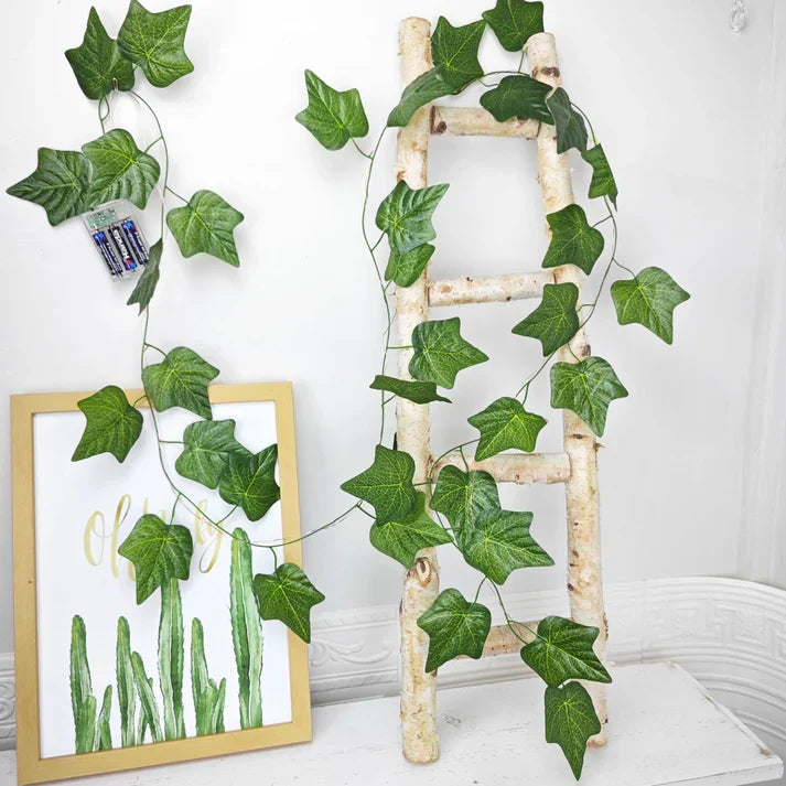 Splendas LED Green Leaf Copper Wire String Lights Indoor Room Decoration Solar & Battery