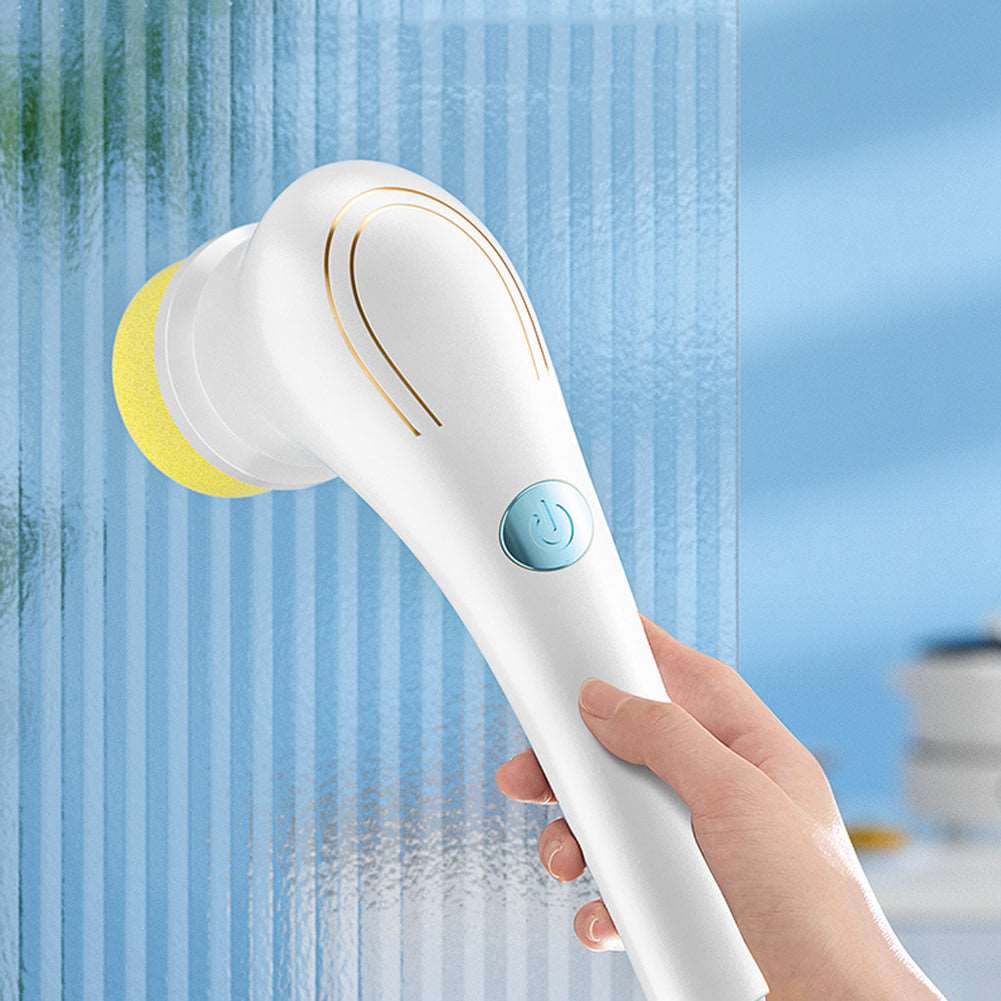 Electric Cleaning Brush with 5 Heads – Handheld Dishwashing & Tile Scrubber