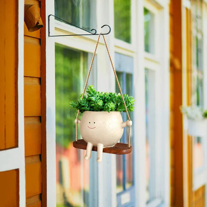 Hanging Face Planter – Swing Head Flower Pot | Resin Face Pot for Indoor & Outdoor Decor