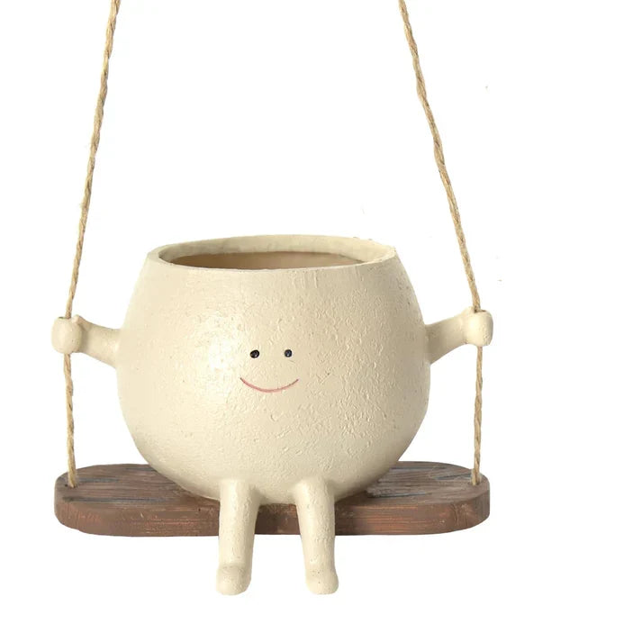 Hanging Face Planter – Swing Head Flower Pot | Resin Face Pot for Indoor & Outdoor Decor