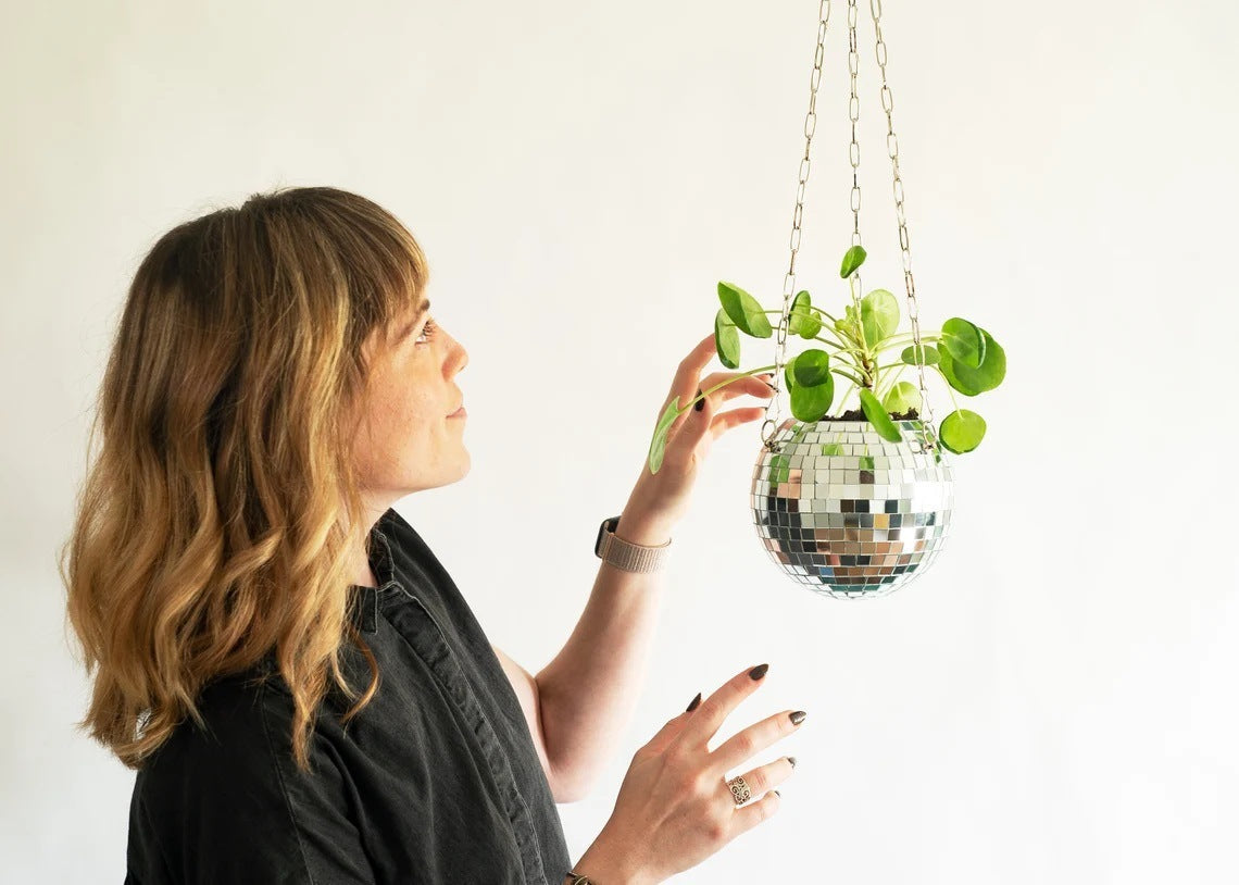 Hanging Mirror Ball Flowerpot Garden Hanging Basket