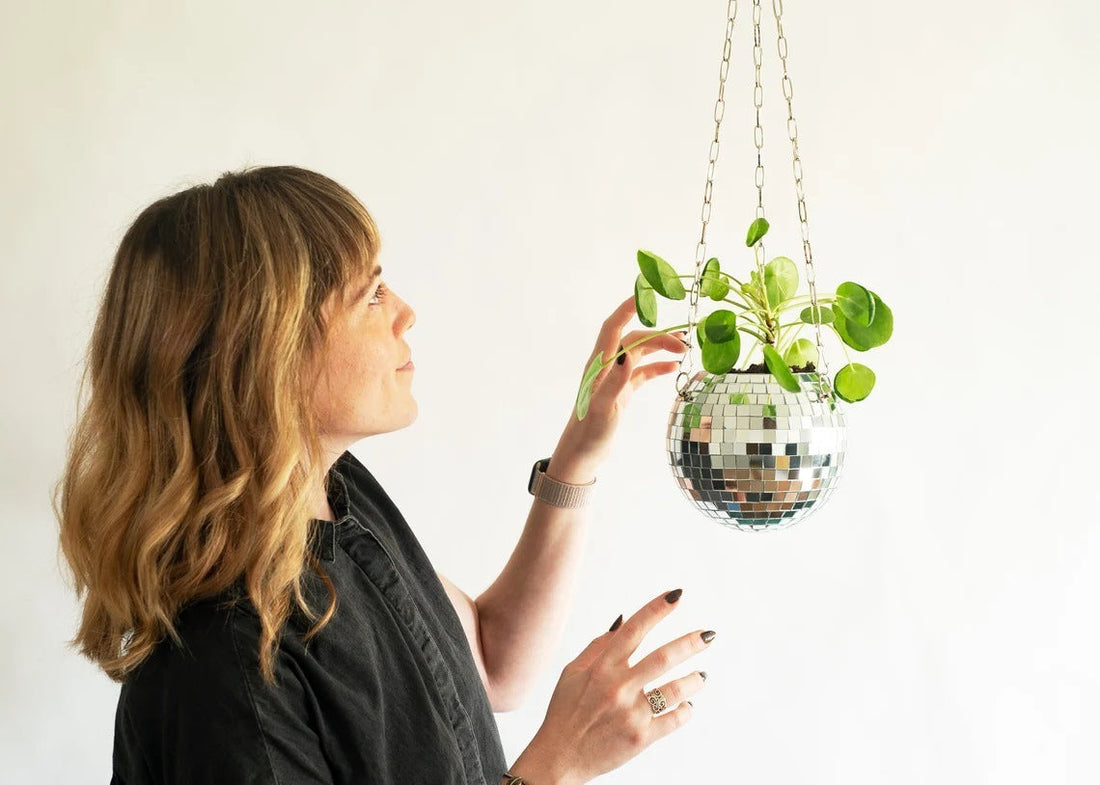 Hanging Mirror Ball Flowerpot Garden Hanging Basket