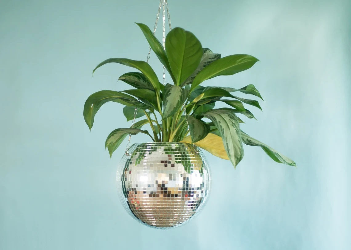 Hanging Mirror Ball Flowerpot Garden Hanging Basket