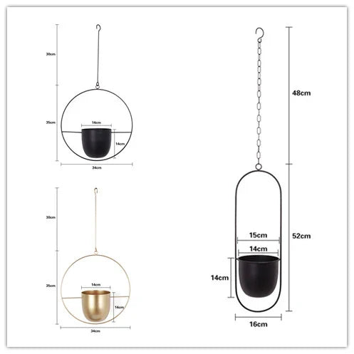 Simple Creative Hanging Iron Flower Pot Hydroponic Plant Pot