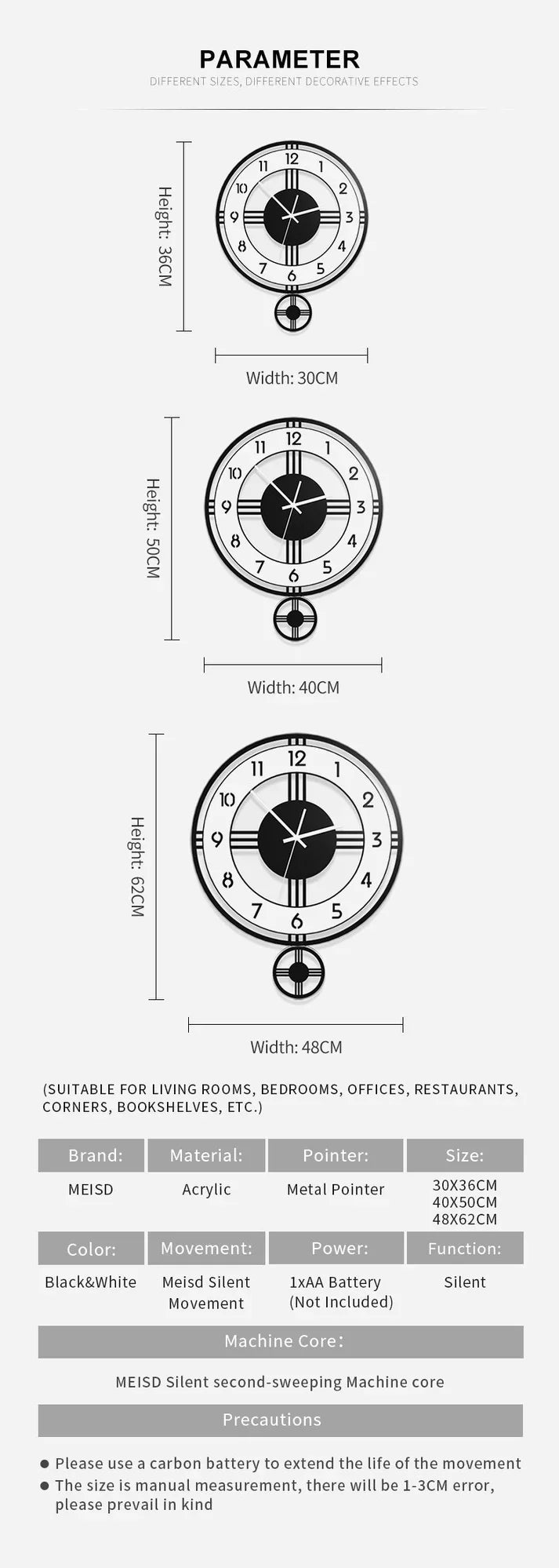 Living Room Creative One-Sided Hanging Wall Clock