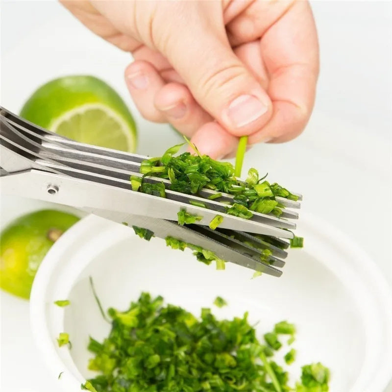 Herb Cutting Scissors Stainless Steel Multi-layer Green Onion Cutter Kitchen Gadget