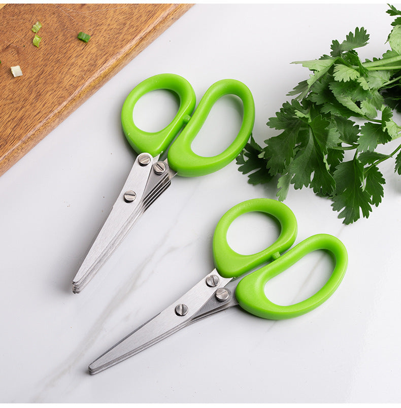 Herb Cutting Scissors Stainless Steel Multi-layer Green Onion Cutter Kitchen Gadget