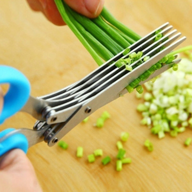 Herb Cutting Scissors Stainless Steel Multi-layer Green Onion Cutter Kitchen Gadget