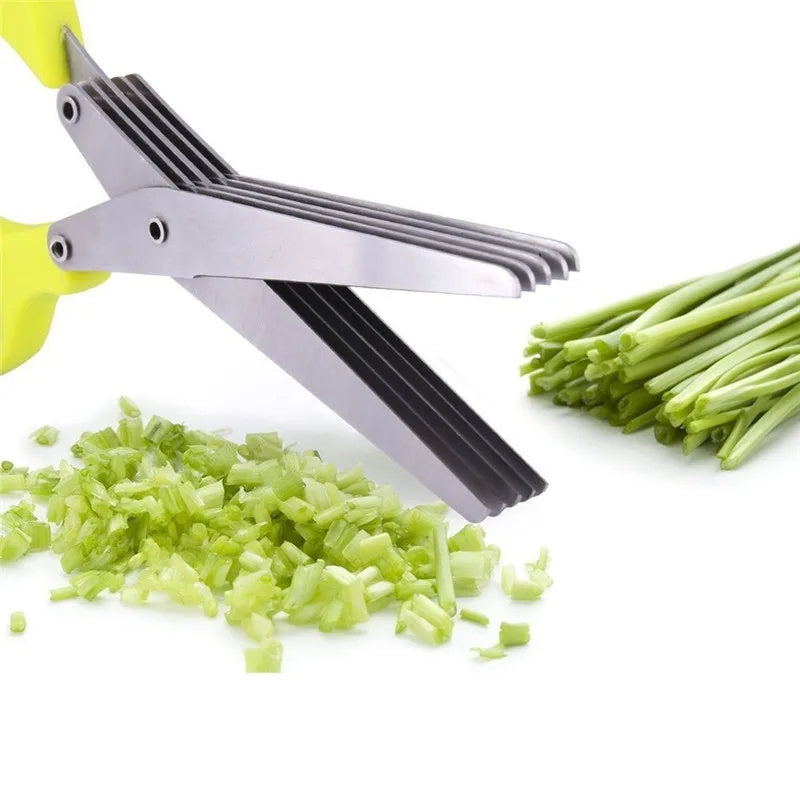 Herb Cutting Scissors Stainless Steel Multi-layer Green Onion Cutter Kitchen Gadget