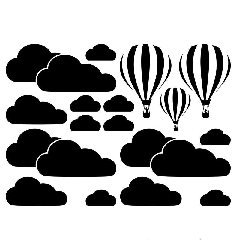 Hot Air Balloon Cloud Wall Stickers PVC Mural Decals for Kids Room and Living Room