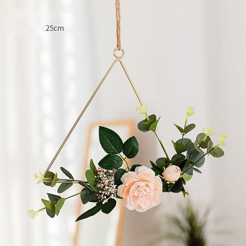 Iron Wall Hanging with Artificial Flowers Interior Wall Art Decoration