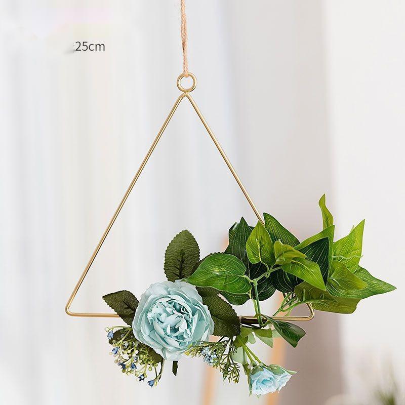 Iron Wall Hanging with Artificial Flowers Interior Wall Art Decoration