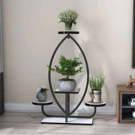 Indoor Art Decorative Shelf Living Room Floor Balcony Iron Stand With Wheel Ornaments