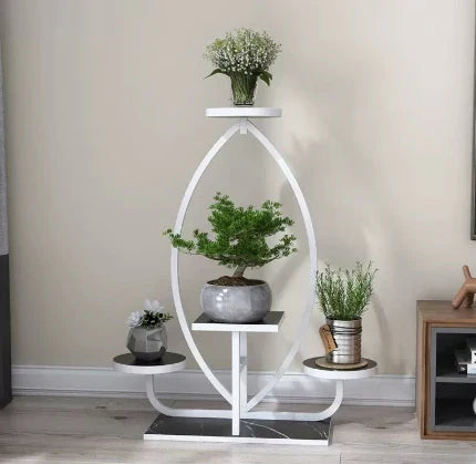 Indoor Art Decorative Shelf Living Room Floor Balcony Iron Stand With Wheel Ornaments