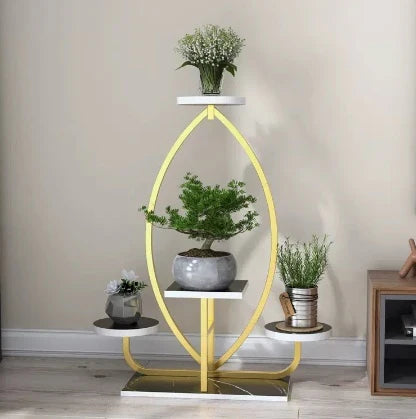 Indoor Art Decorative Shelf Living Room Floor Balcony Iron Stand With Wheel Ornaments