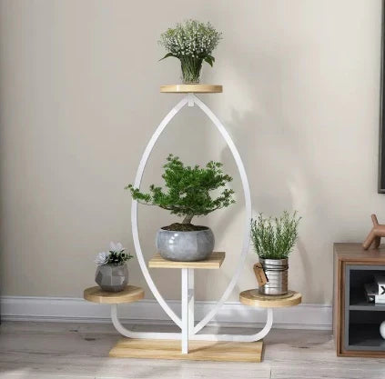 Indoor Art Decorative Shelf Living Room Floor Balcony Iron Stand With Wheel Ornaments