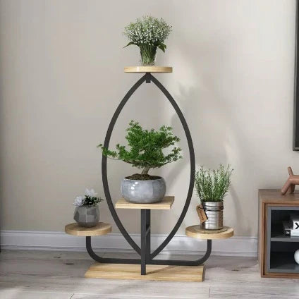 Indoor Art Decorative Shelf Living Room Floor Balcony Iron Stand With Wheel Ornaments