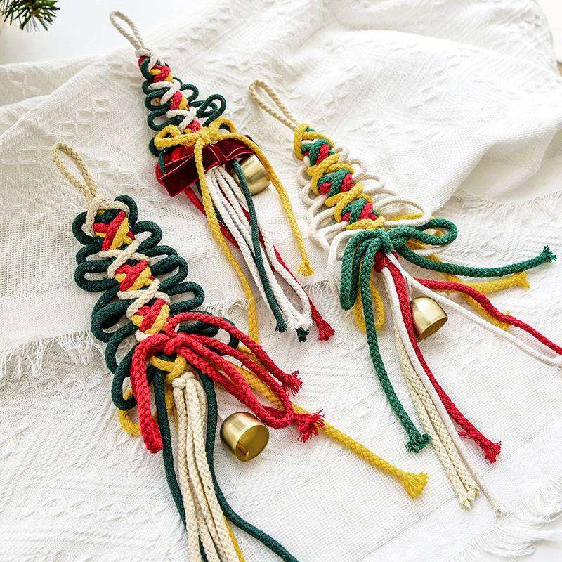 1pc Colorful Jute Twine Bell & Christmas Bow Decoration Knot DIY Xmas Ornament