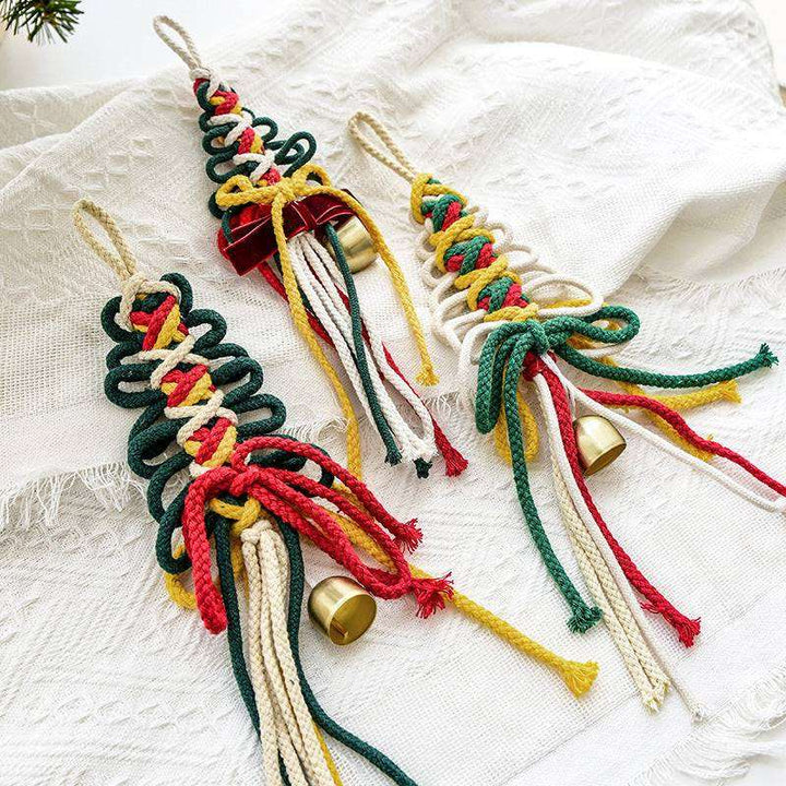 1pc Colorful Jute Twine Bell & Christmas Bow Decoration Knot DIY Xmas Ornament