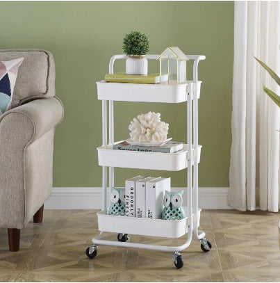 Simple Kitchen Organizer Shelf 3 Tier Living Room Storage Trolley Cart