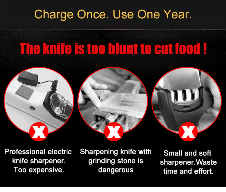 USB Rechargeable Electric Knife Sharpener Adjustable Fast Sharpening Kitchen Tool