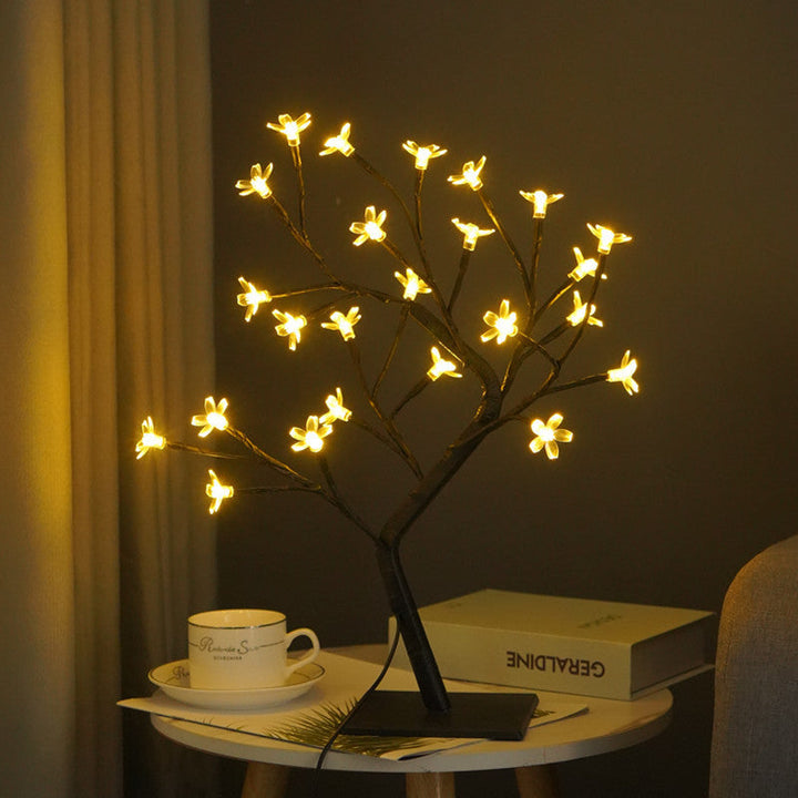 Fiber Optic Flower Tree Night Light USB LED Bonsai Lamp for Room Decoration and Gifting