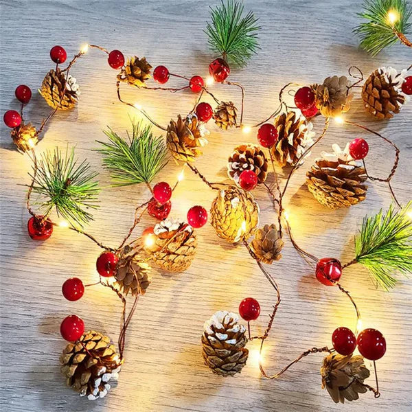 Splendas Christmas Pine Cone String Lights Warm White LED Fairy Lights Indoor