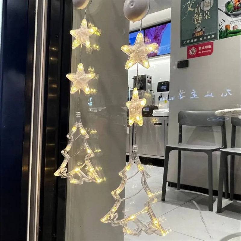 Christmas LED Window Lights 3pcs Star Hanging Lamp Ornaments for Home Decoration