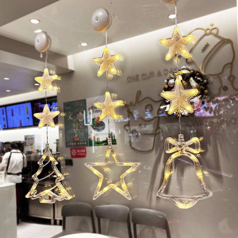 Christmas LED Window Lights 3pcs Star Hanging Lamp Ornaments for Home Decoration