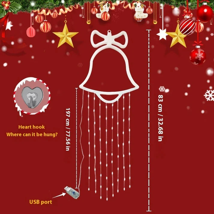 Splendas Multicolor LED Net Christmas Bell Lights Window & Indoor Holiday Decor USB & Battery