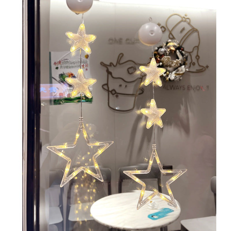 Christmas LED Window Lights 3pcs Star Hanging Lamp Ornaments for Home Decoration