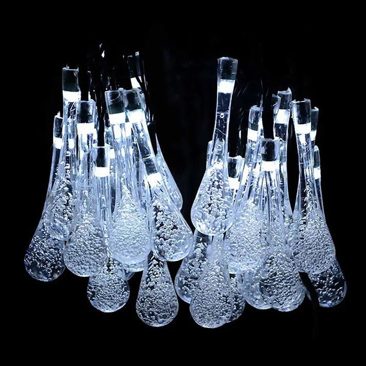 Solar Fairy String Lights 20 LED Crystal Water Drop Outdoor Garden Lights
