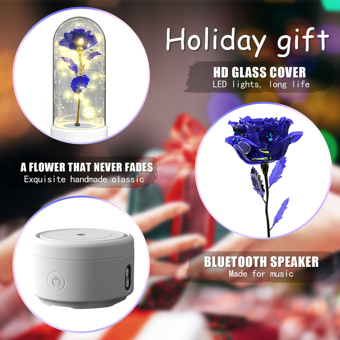 Luminous Rose Night Light & Speaker – Romantic Flower Lamp Gift for Her