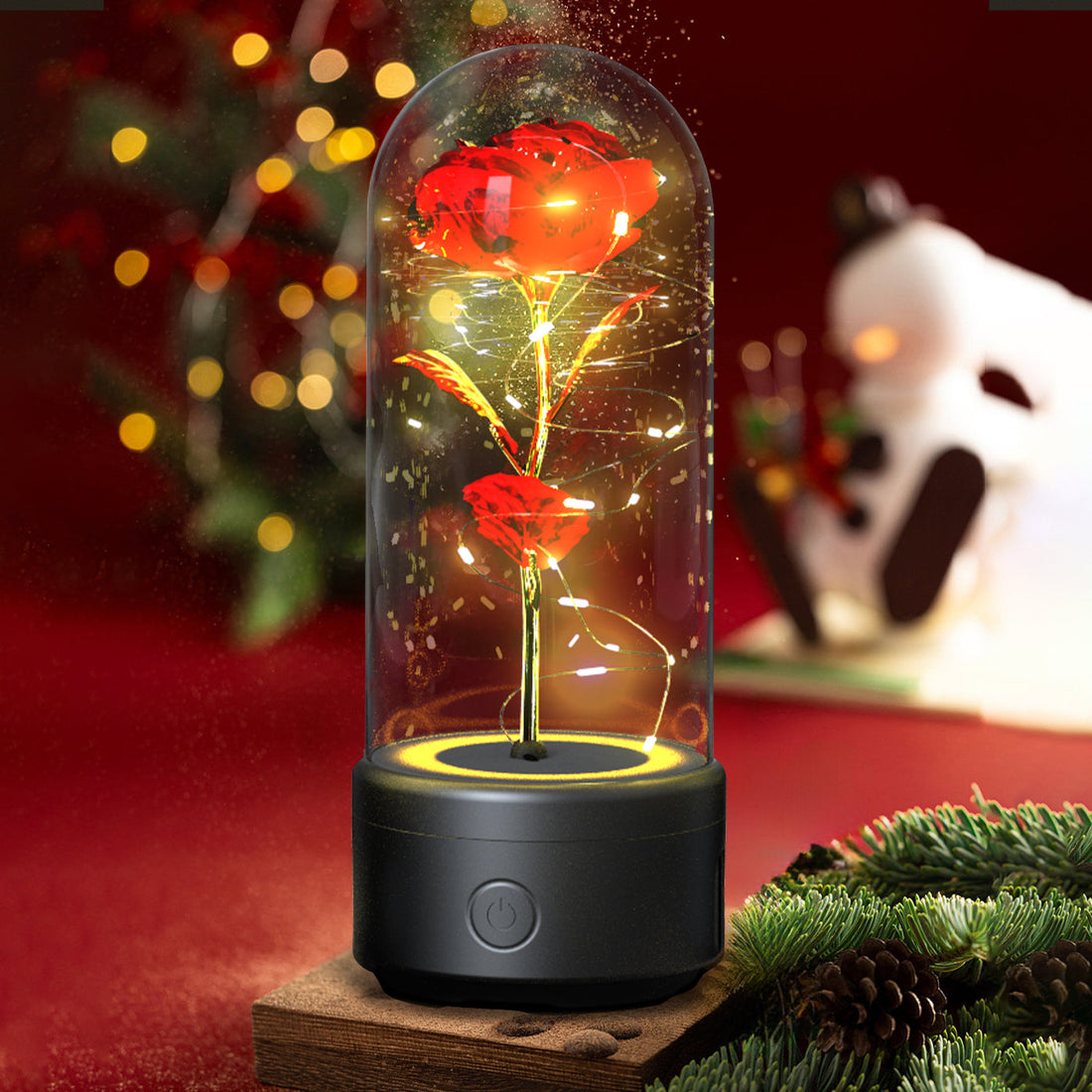 Luminous Rose Night Light & Speaker – Romantic Flower Lamp Gift for Her