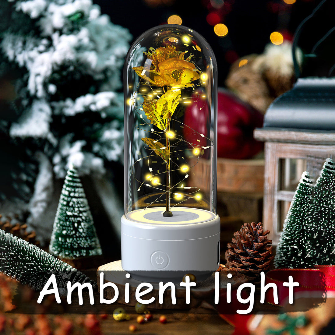 Luminous Rose Night Light & Speaker – Romantic Flower Lamp Gift for Her