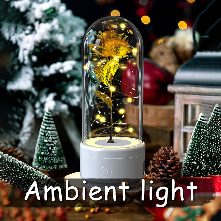 Luminous Rose Night Light & Speaker – Romantic Flower Lamp Gift for Her