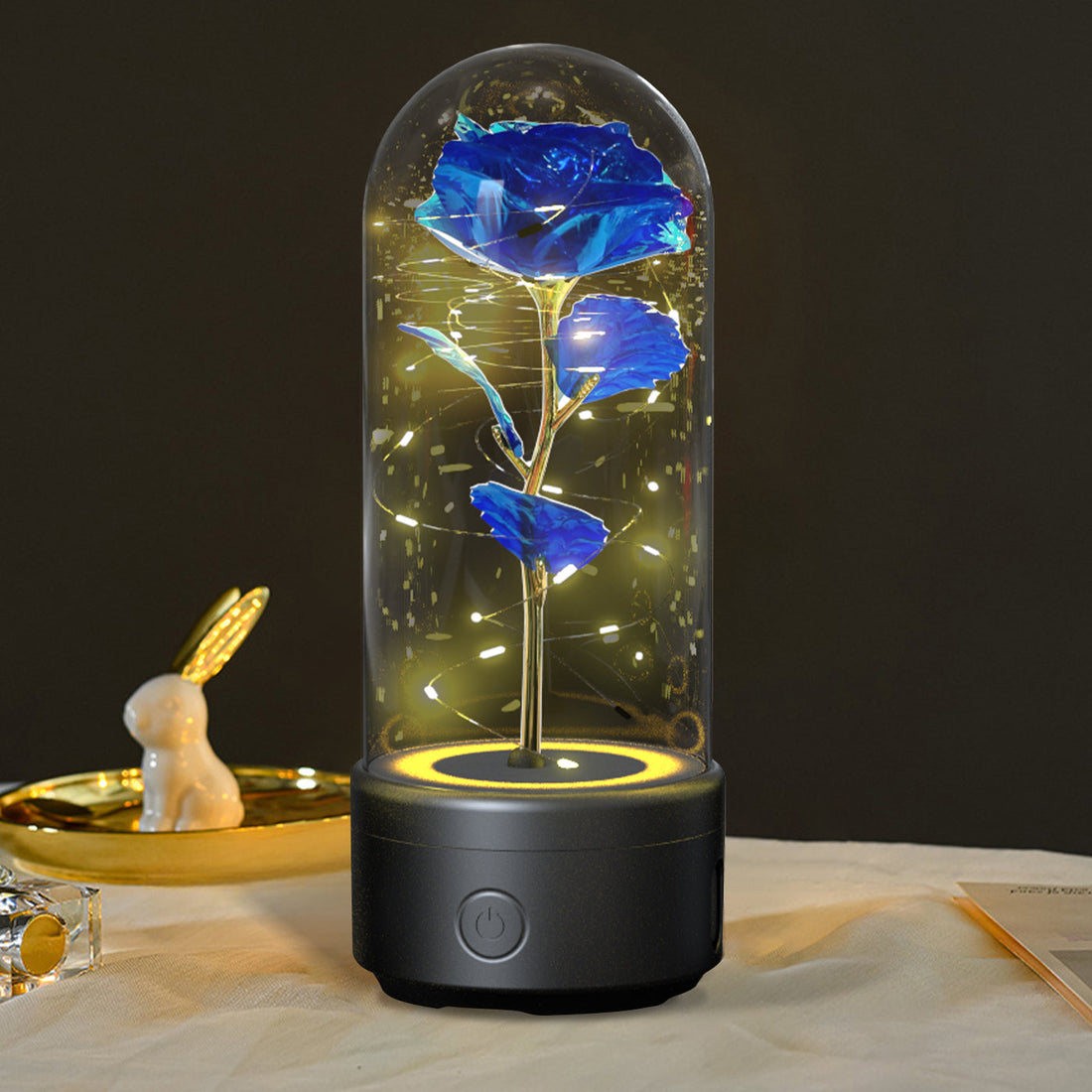 Luminous Rose Night Light & Speaker – Romantic Flower Lamp Gift for Her