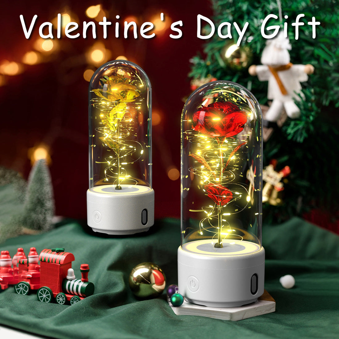 Luminous Rose Night Light & Speaker – Romantic Flower Lamp Gift for Her