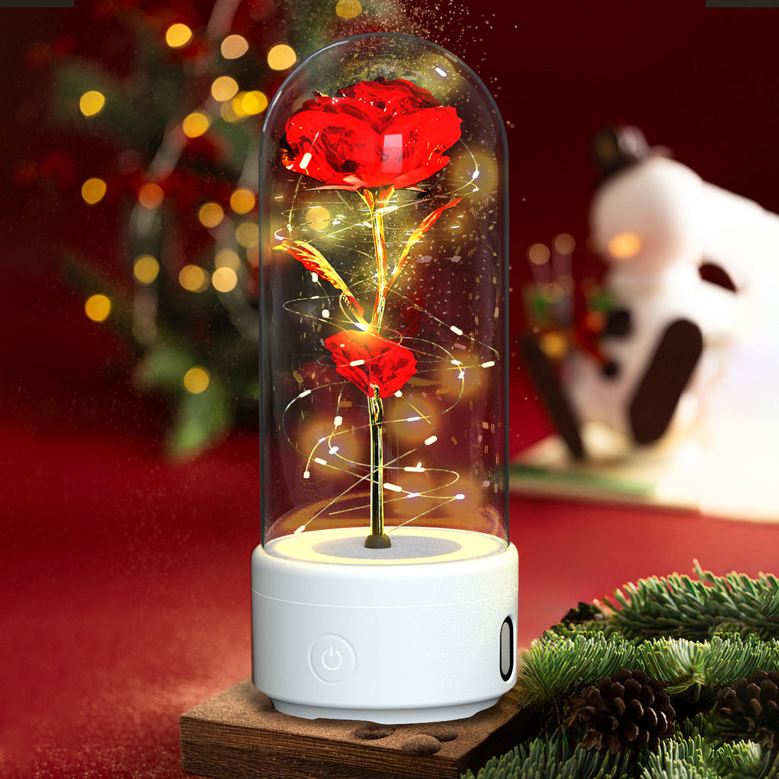 Luminous Rose Night Light & Speaker – Romantic Flower Lamp Gift for Her