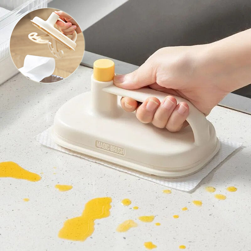 Magic Brush Set for Kitchen Bathroom Toilet Glass Wall Cleaning with Handle Rag