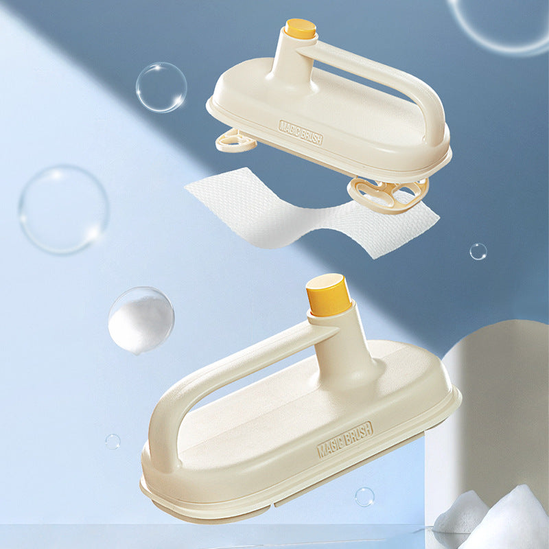 Magic Brush Set for Kitchen Bathroom Toilet Glass Wall Cleaning with Handle Rag