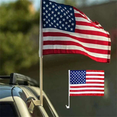 American Flag for Car Window Durable Polyester Plastic Auto Decoration Flag