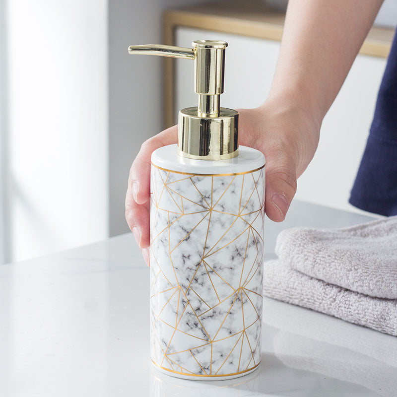 Marble Ceramic Hand Soap Lotion Bottle Bathroom Accessory White Black