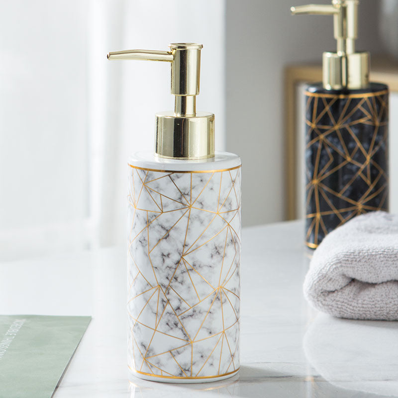 Marble Ceramic Hand Soap Lotion Bottle Bathroom Accessory White Black