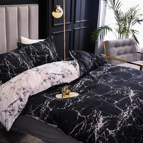 Splendas Marble Print Duvet Cover Set 3-Piece Brushed Soft Bedding | Queen King