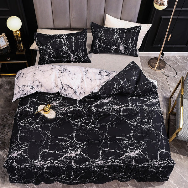 Splendas Marble Print Duvet Cover Set 3-Piece Brushed Soft Bedding | Queen King